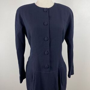 Anne Klein II Dark Navy Blue Midi Dress Size M EUC